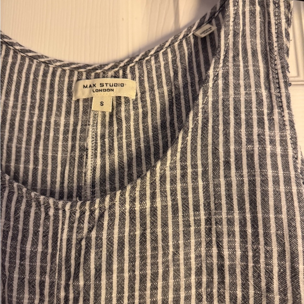 Max Studio Pinstripe Jumpsuit in Gray - Picture 3 of 4